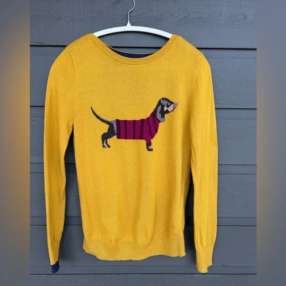 Joules Mustard Sweater with Dachshund Motif - Picture 1 of 4